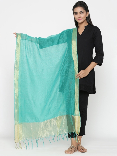 RANGMAYEE Women Turquoise Blue Solid Dupatta