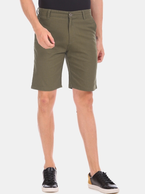 

Ruggers Men Olive Green Solid Regular Fit Regular Shorts