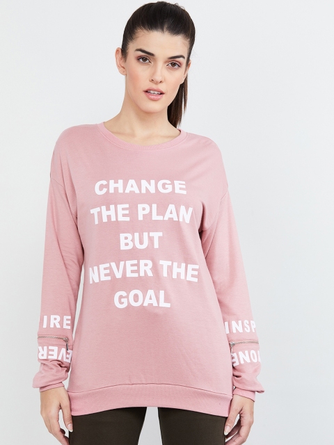 

max Women Pink & White Printed Sweatshirt