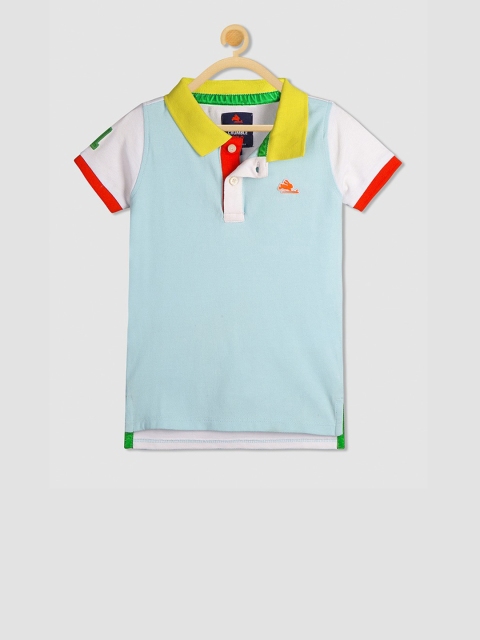 

Cherry Crumble Boys Blue Solid Polo Collar T-shirt