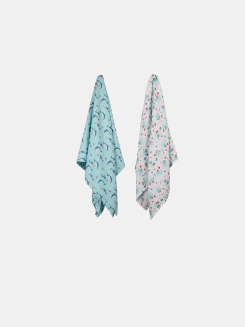 

Kaarpas Kids Pack of 2 Printed Organic Muslin Swaddles, White