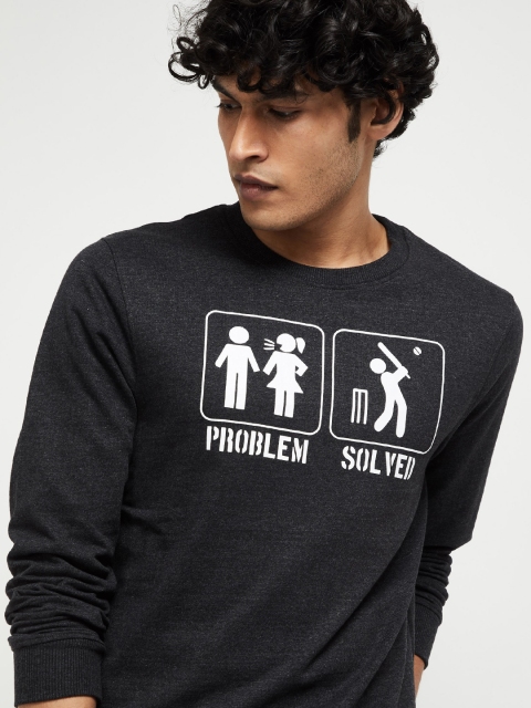 

max Men Charcoal Printed Sweatshirt