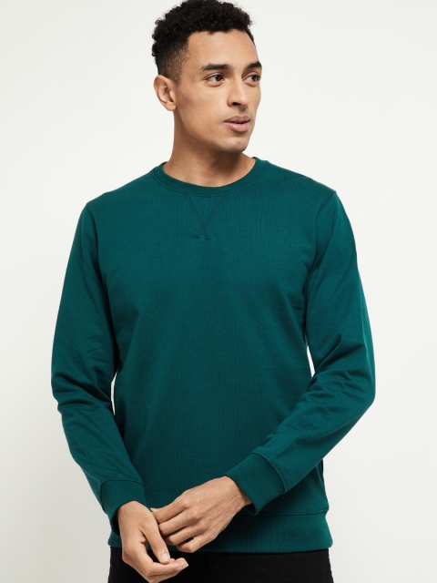 

max Men Green Solid Sweatshirt