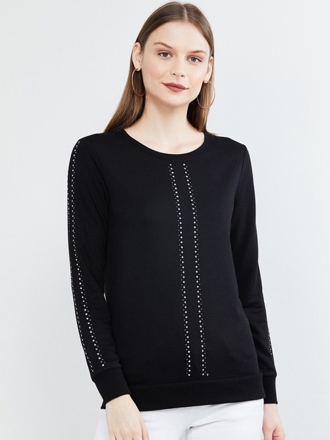 

max Women Black Solid Sweatshirt