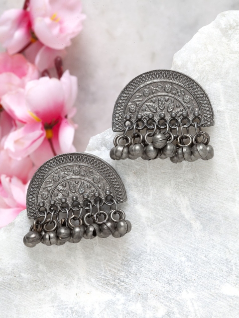 

Moedbuille Silver-Toned Classic Jhumkas
