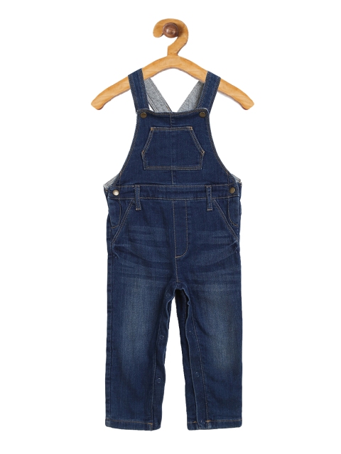 

Nauti Nati Infant Boys Navy Blue Solid Denim Dungaree