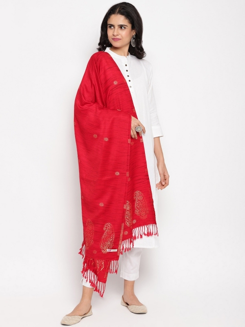 

HK colours of fashion Women Red Printed Stole