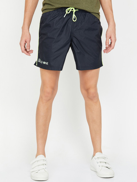 

Smiley World Men Navy Blue Solid Slim Fit Regular Shorts