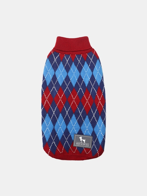 

Heads Up For Tails Multicoloured Argyle Dog Sweater, Multi