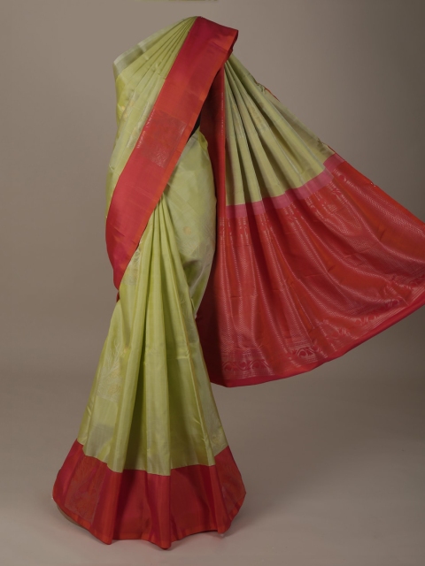 

Pothys Green & Orange Pure Silk Woven Design Saree