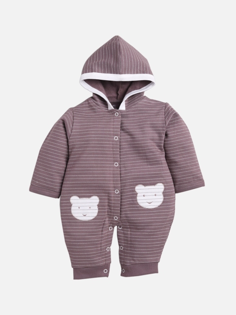 

BABY GO Infant Boys Mauve & White Pure Organic Cotton Printed Rompers