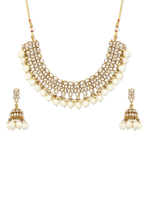 

Mahi White & Gold-Plated Kundan Choker Jewellery Set