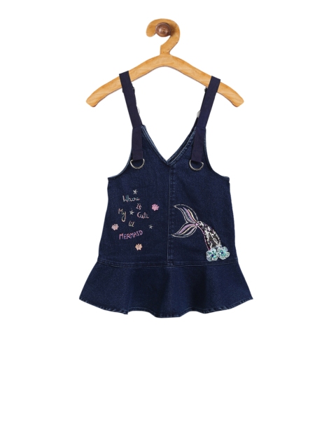 

Nauti Nati Girls Navy Blue Solid Pinafore Dress