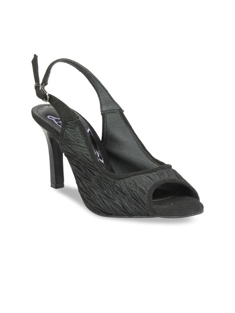 

Inc 5 Women Black Woven Design Peep Toes