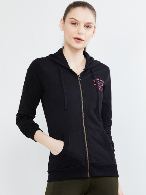 

max Women Black Solid Hooded Sweatshirt