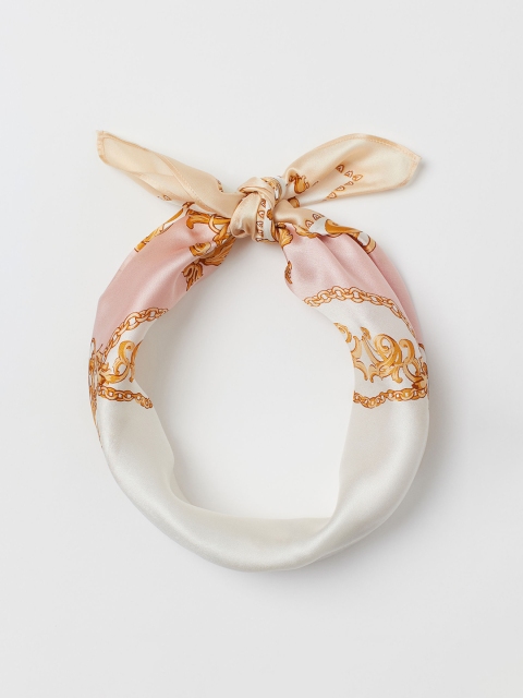 

H&M Women Pink Patterned Silk Scarf
