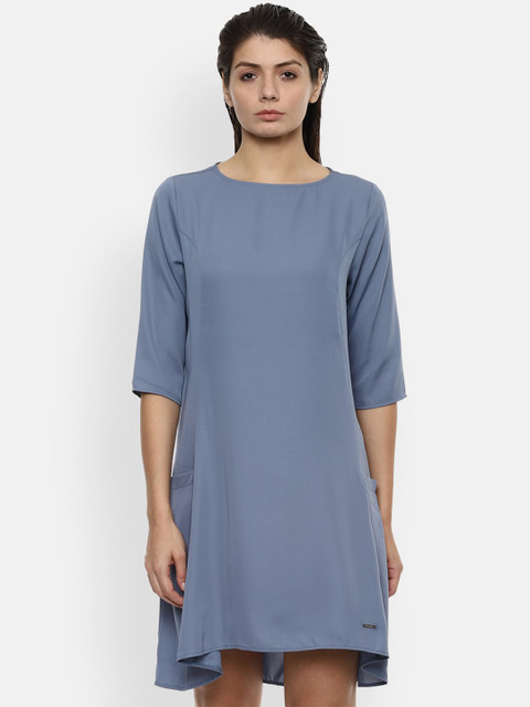 

Van Heusen Woman Women Blue Solid A-Line Dress