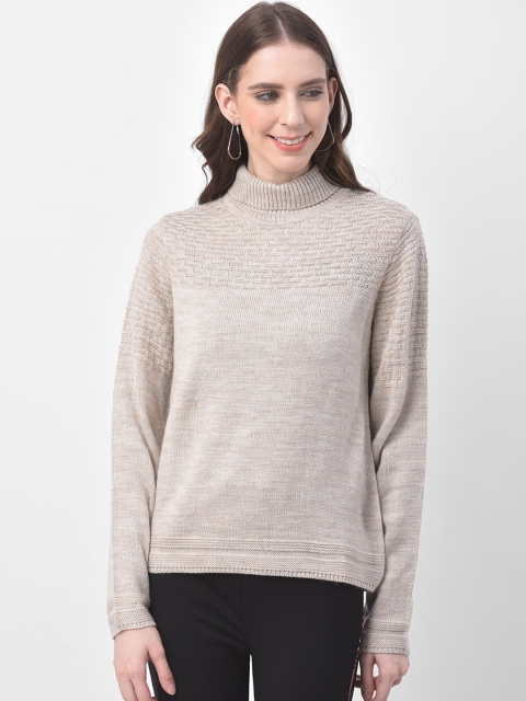 

Latin Quarters Women Beige Solid Sweater Vest Sweater