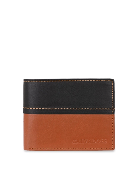 

Calvadoss Men Black & Brown Colourblocked Genuine Leather Wallet