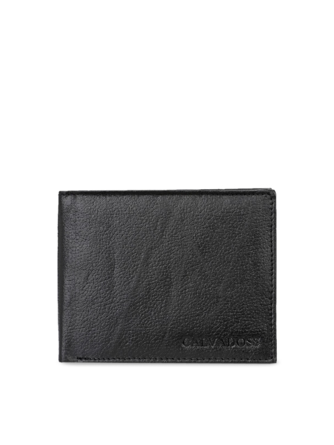 

Calvadoss Men Black Solid Genuine Leather Two Fold Sustainable Wallet