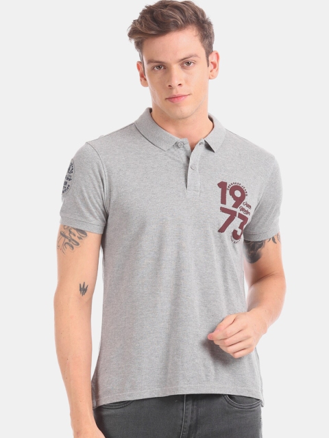 

Cherokee Men Grey Printed Polo Collar T-shirt