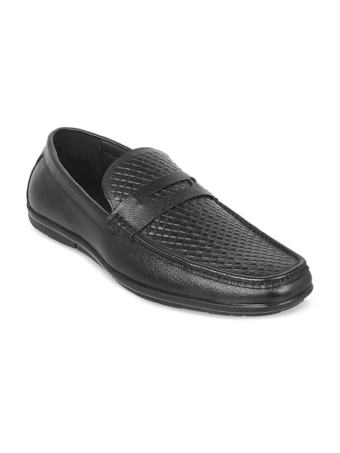 

J.FONTINI Men Black Leather Loafers