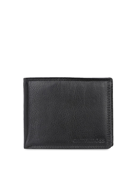 

Calvadoss Men Black Solid Genuine Leather Two Fold Sustainable Wallet