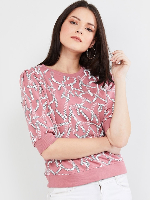 

max Women Pink Printed Sweatshirt