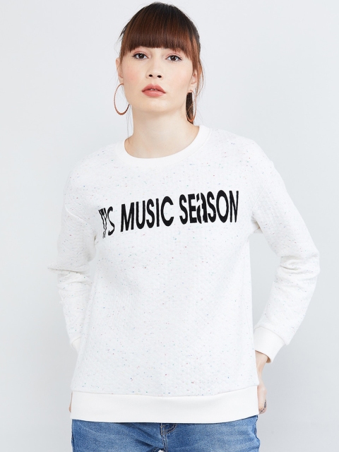 

max Women Off-White & Black Printed Sweatshirt