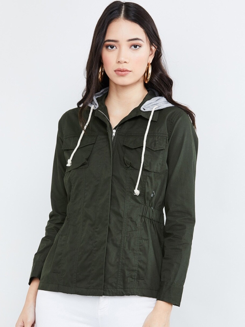 

max Women Olive Green Solid Tailored Jacket