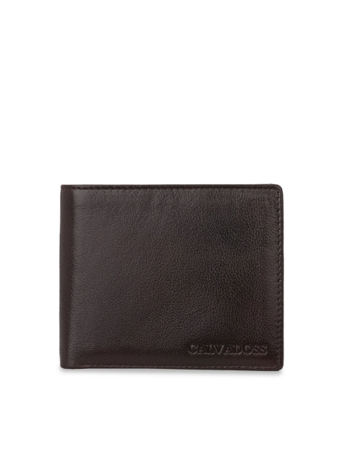 

Calvadoss Men Brown Solid Leather Two Fold Wallet