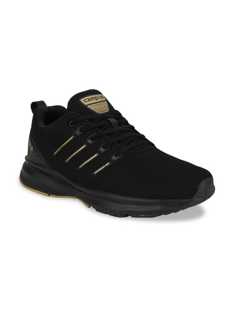 

Campus Men Black & Gold-Coloured Running Sports Shoes