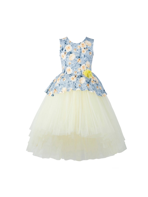 

Toy Balloon kids Girls Yellow Colourblocked Maxi Dress