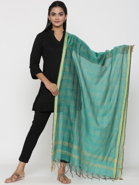 

RANGMAYEE Women Green & Gold Woven Design Dupatta