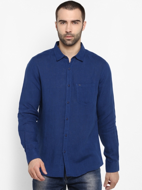 SPYKAR Men Blue Slim Fit Solid Casual Shirt
