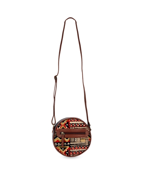 

ZAREGARE Brown & Beige Printed Sling Bag