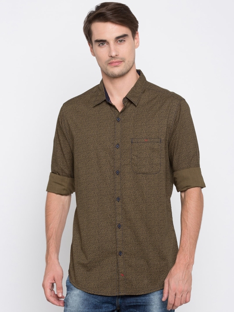 

SPYKAR Men Brown Slim Fit Printed Cotton Casual Shirt
