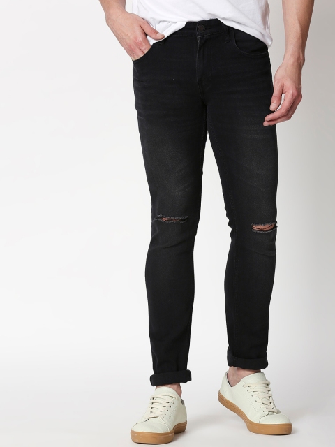 

Bewakoof Men Black Regular Fit Mid-Rise Slash Knee Jeans
