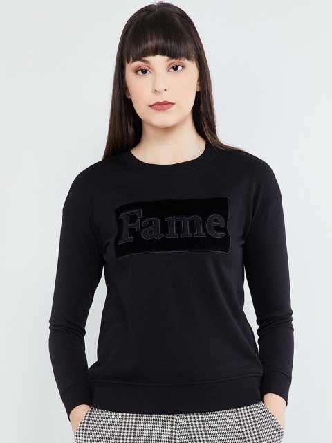 

max Women Black Printed Sweatshirt