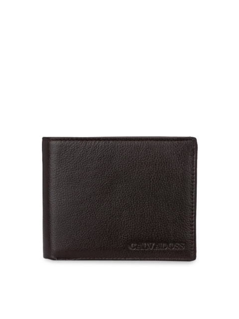 

Calvadoss Men Brown Textured Sustainable Premium Genuine Leather Wallet