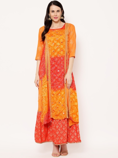 

Ramas Women Yellow & Orange Printed A-Line Kurta