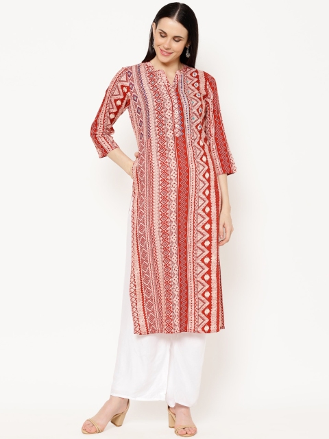 

Ramas Women Orange & Beige Printed Straight Kurta