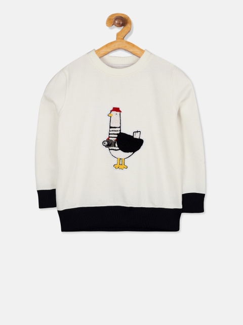 

Cherry Crumble Boys Off-White & Black Self Design Sweatshirt