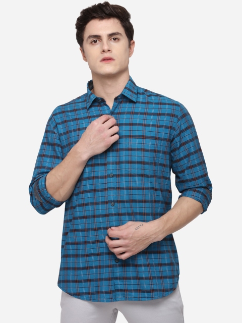 

Greenfibre Men Blue Slim Fit Checked Casual Shirt