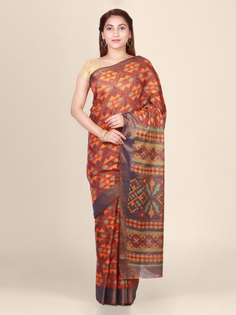 

CLAI WORLD Yellow & Red Brasso Woven Design Saree