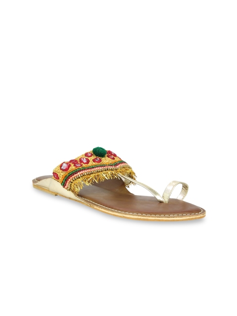 

Inc 5 Women Yellow Embellished T-Strap Flats