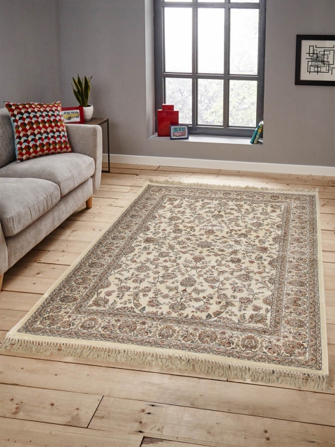 

OBSESSIONS Unisex Beige Floral Printed Carpet