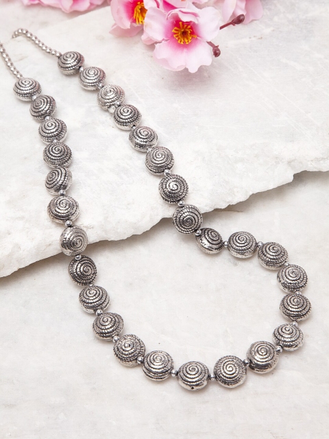 

Moedbuille German Silver Brass-Plated Handcrafted Engraved Tribal Temple Design Filigree Work Antique Oxidised Necklace