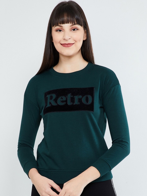 

max Women Green Printed Sweatshirt