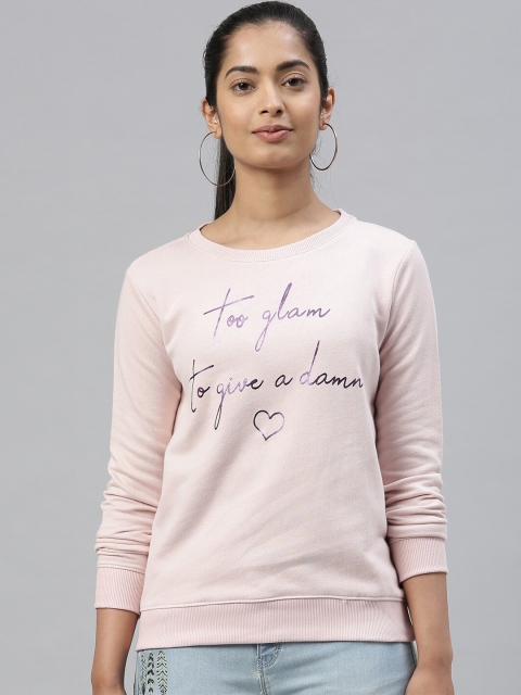 

Kryptic Women Peach-Coloured Printed Sweatshirt